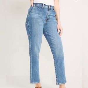 NWT Old Navy Curvy Extra High-Waisted Sky-High Straight Workwear Jeans